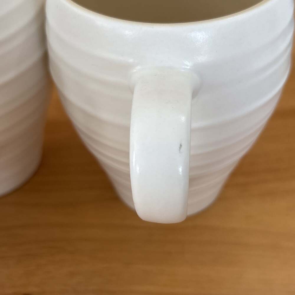 Mikasa Swirl White Tonal Set of 3 Coffee Mugs Ivory Matte Cream - Picture 4 of 8